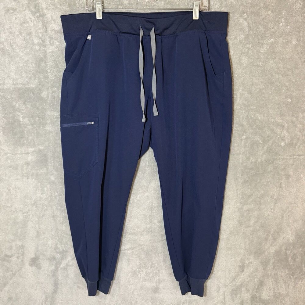 FIGS Zamora Jogger Scrub Pants Navy Blue 2XL Petite Women Medical Drawstring